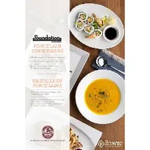 Browne USA Foodservice 5630155 - 4" Round White Porcelain Bowl, 6 oz, Foundation Collection