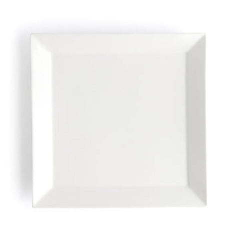 Browne USA Foodservice 5630193 10" Square Wide Rim White Porcelain Plate
