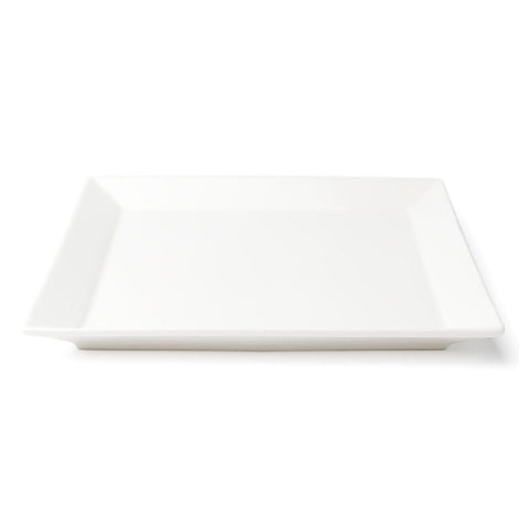 Browne USA Foodservice 5630193 10" Square Wide Rim White Porcelain Plate
