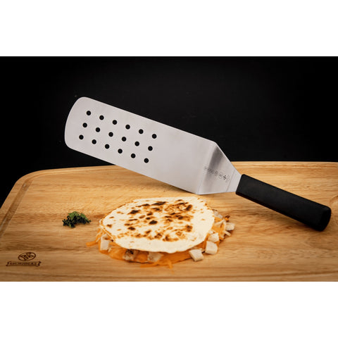 Mundial 5681HH High Heat Resistant Perforated Turner, 8" x 3" Stainless Steel Blade, Black Handle