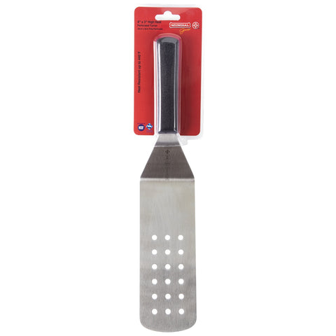 Mundial 5681HH High Heat Resistant Perforated Turner, 8" x 3" Stainless Steel Blade, Black Handle