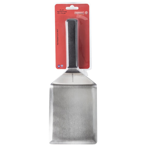 Mundial 5698HH High Heat Resistant Stainless Steel Turner, 6 x 5 in Blade, Black Handle
