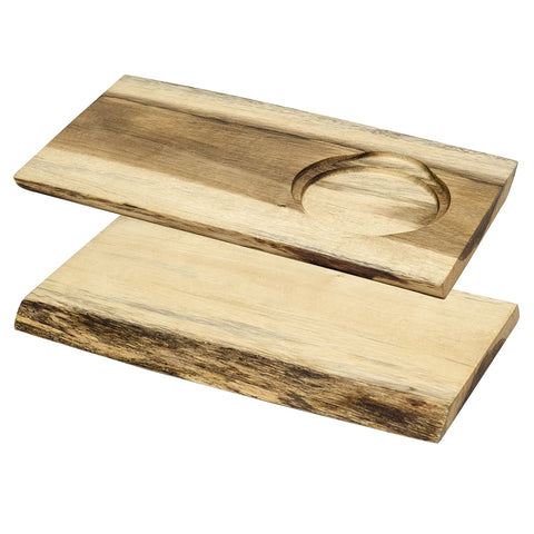 Browne USA Foodservice 571267 Reversible Acacia Wood Serving Board with Round Well Insert