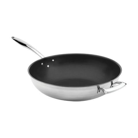 Browne USA Foodservice 5724102 Thermalloy Tri-Ply Non-Stick Induction-Ready Wok, 12\" 5 Qt