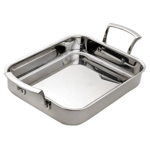 Browne USA Foodservice 5724175 Thermalloy Tri-Ply Stainless Steel Roasting Pan, 3 Qt.