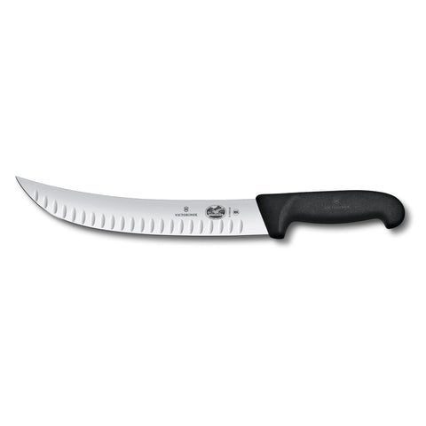 Victorinox 5.7323.25 Fibrox Cimeter Knife, 10" Granton Curved Blade, Black Handle