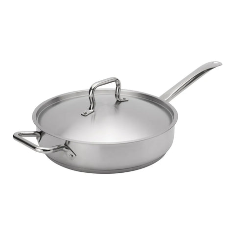 Browne USA Foodservice 5734185 Elements 5 Qt. Induction-Ready Stainless Steel Saute Pan with Cover