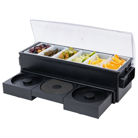 Browne USA Foodservice 574875 All-In-One Bar Station Garnish and Condiment Holder, 6-Section