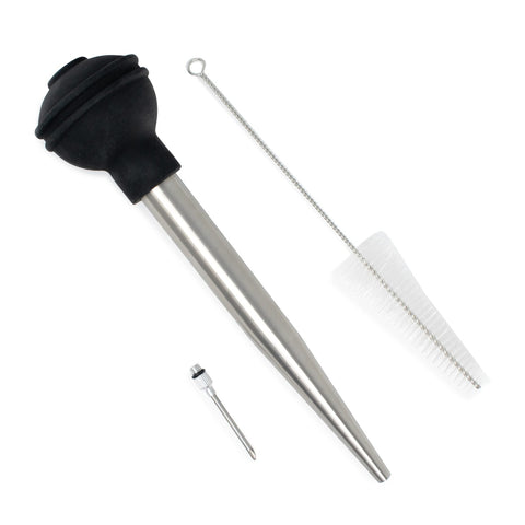 Norpro 5898 Stainless Steel Baster with Needle and Brush, 3-Piece Set