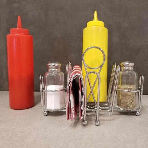 Tablecraft Products 591C Chrome Plated Wire Combination Condiment Caddy, 4-Compartment