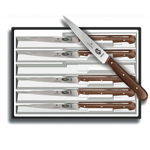 Victorinox 5.2000.12-X4 Steak Knife Set, Spear Tip Blades, Rosewood Handles