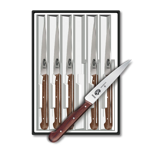 Victorinox 5.2000.12-X4 Steak Knife Set, Spear Tip Blades, Rosewood Handles