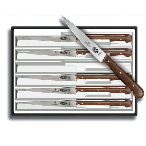 Victorinox 5.2000.12-X4 Steak Knife Set, Spear Tip Blades, Rosewood Handles