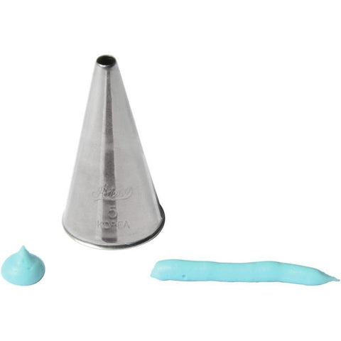 Ateco #5 Plain Round Pastry Piping Tip | Stainless Steel Cake Decorating Tube