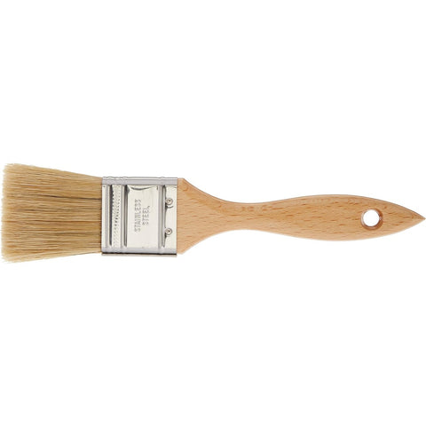 Ateco 60015 1.5" Wide Flat Pastry Brush with Natural White Boar Bristles and Stainless Steel Ferrule