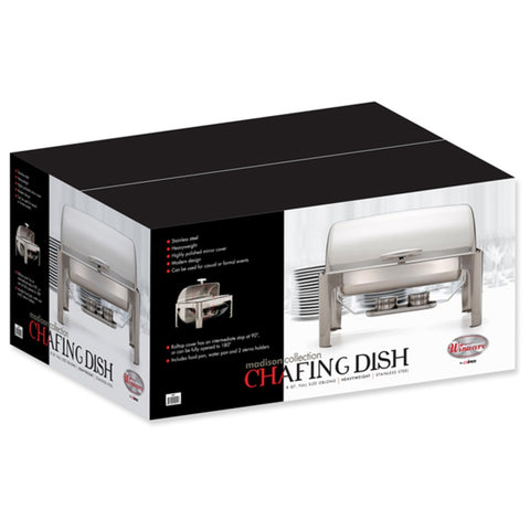 Winco 601 Madison Collection 8 Qt. Full-Size Heavyweight Roll-Top Chafing Dish