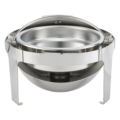 Winco 602 Madison Collection 6 Qt. Round Roll-Top Chafing Dish, Heavyweight Stainless Steel