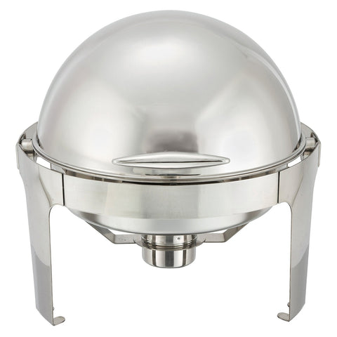 Winco 602 Madison Collection 6 Qt. Round Roll-Top Chafing Dish, Heavyweight Stainless Steel