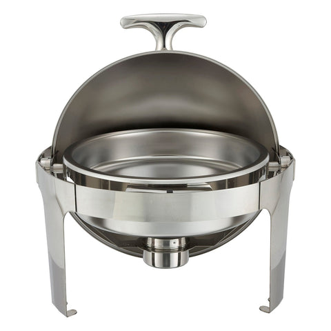 Winco 602 Madison Collection 6 Qt. Round Roll-Top Chafing Dish, Heavyweight Stainless Steel
