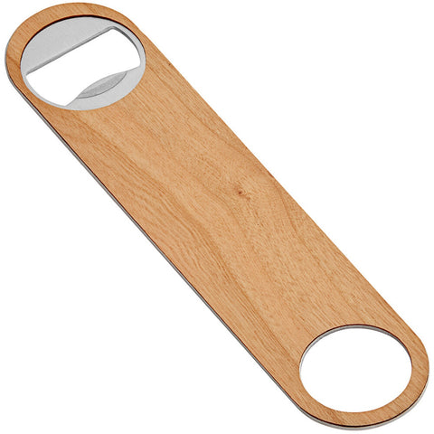 Franmara 6055-BU Stainless Steel Bottle Opener with Natural Cherry Wood Overlay