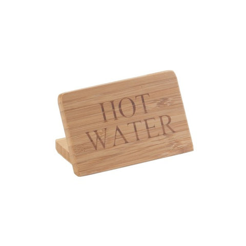 Cal-Mil 606-3 3" x 2" Bamboo "Hot Water" Beverage Sign