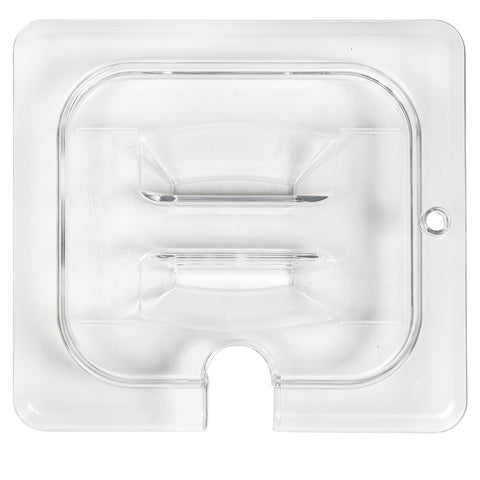 Cambro 60CWCHN135 Camwear 1/6 Size Notched Food Pan Cover with Handle, Clear