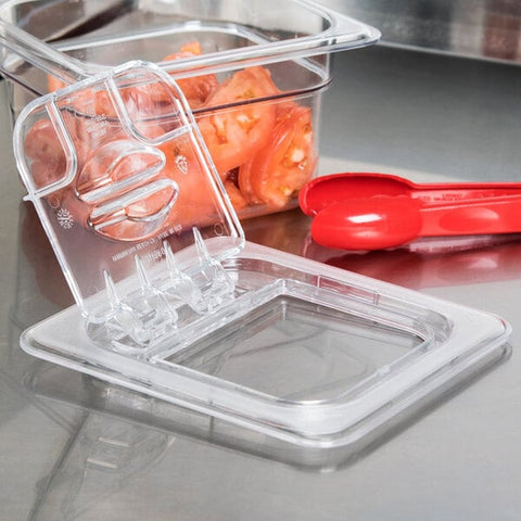 Cambro 60CWL135 Camwear 1/6 Size Clear Polycarbonate FlipLid