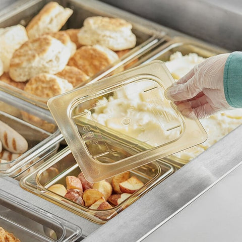 Cambro 60HPC150 H-Pan 1/6 Size Amber High Heat Flat Food Pan Cover