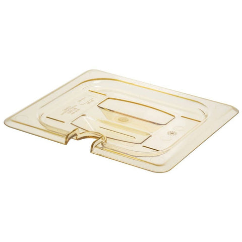 Cambro 60HPCHN150 H-Pan 1/6 Size Amber High Heat Handled Lid with Spoon Notch