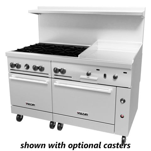 Vulcan 60SS-6B24GP Endurance 60 Inch Propane Gas Range with 6 Burners, 24 Inch Manual Griddle, and 2 Ovens