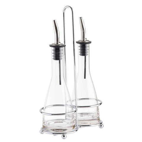 TableCraft Products 611N Siena Oil & Vinegar Cruet Set with Chrome Rack