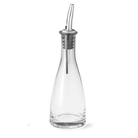 TableCraft Products 611 Siena 6 oz Glass Oil & Vinegar Bottle with Stainless Steel Pourer