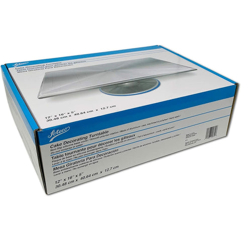 Ateco 614 Rectangular Revolving Aluminum Cake Decorating Turntable Stand, 12" x 16"