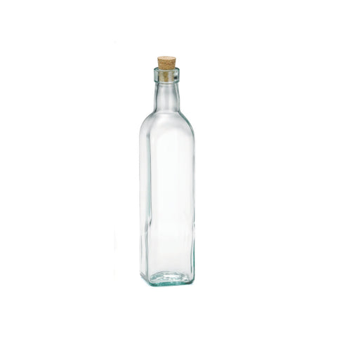 Tablecraft 616 16 oz. Prima Green Tinted Glass Olive Oil Bottle with Cork Stopper