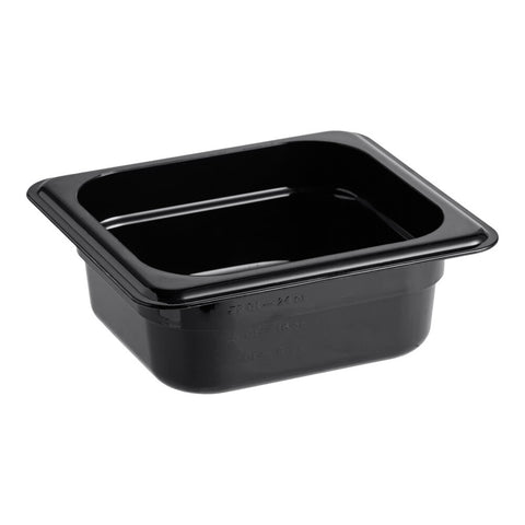 Cambro 62CW110 Camwear 1/6 Size Black Polycarbonate Food Pan, 2 1/2 inch Deep