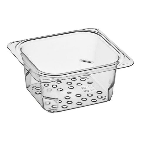 Cambro 63CLRCW135 Camwear 1/6 Size Clear Polycarbonate Colander Pan - 3" Deep