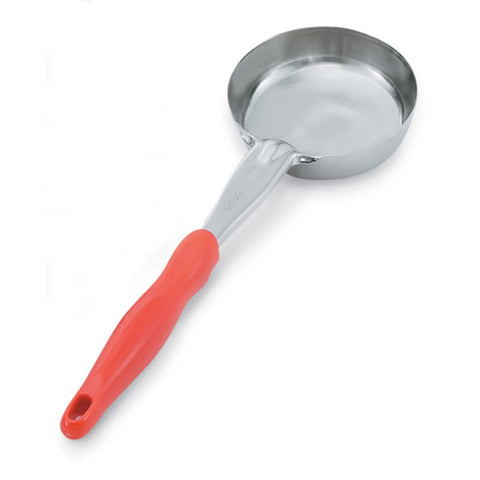 Vollrath 6433865 Jacob's Pride 8 oz Round Solid Spoodle with Orange Nylon Handle