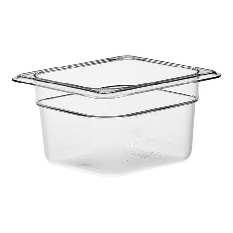 Cambro 64CW135 Camwear 1/6 Size Clear Polycarbonate Food Pan, 4" Deep