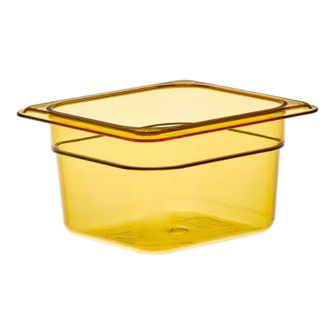 Cambro 64HP150 H-Pan 1/6 Size Amber High Heat Plastic Food Pan, 4" Deep