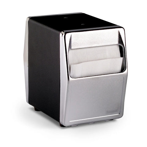 Vollrath 6509-06 Two-Sided Tabletop Napkin Dispenser, Black with Chrome Faceplate