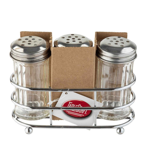 Tablecraft Products 659N Glass Spice Shaker Set with Rack