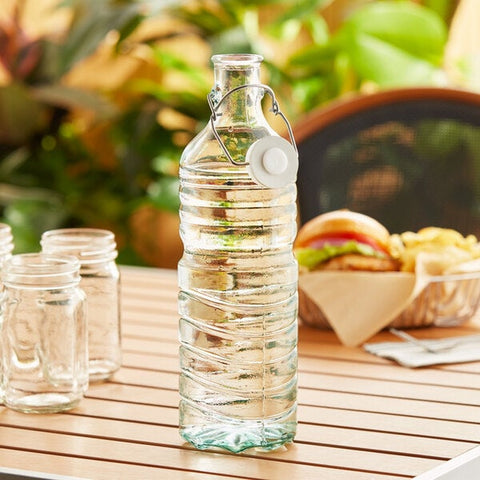 Tablecraft Products 6632 Authentic Collection 1.5L Recycled Green Glass Water Bottle with Wire Bail Stopper
