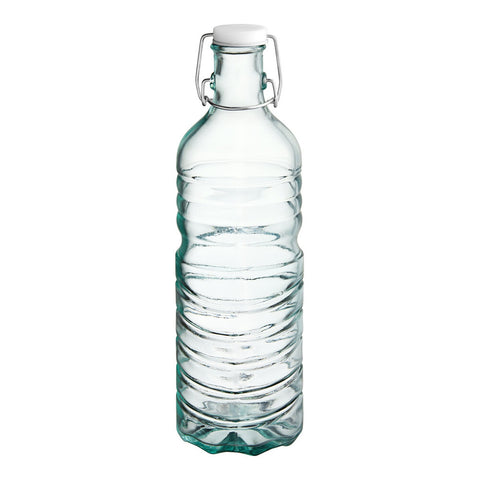 Tablecraft Products 6632 Authentic Collection 1.5L Recycled Green Glass Water Bottle with Wire Bail Stopper