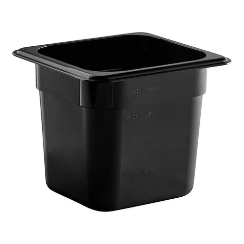 Cambro 66CW110 Camwear 1/6 Size Black Polycarbonate Food Pan, 6" Deep