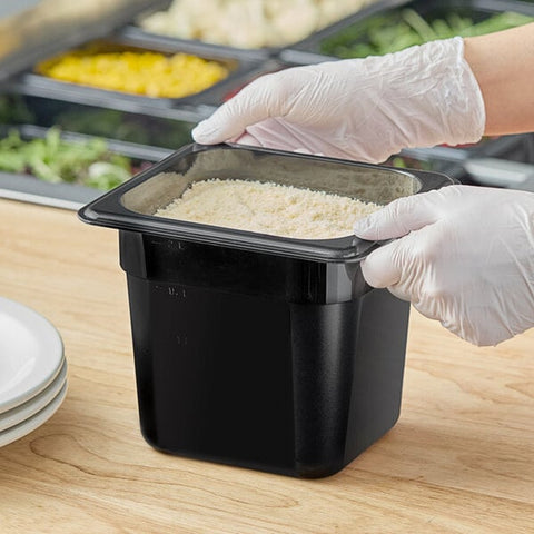 Cambro 66CW110 Camwear 1/6 Size Black Polycarbonate Food Pan, 6" Deep