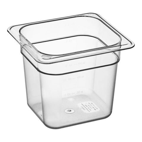 Cambro 66CW135 Camwear 1/6 Size Clear Polycarbonate Food Pan, 6" Deep