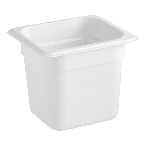 Cambro 66CW148 Camwear 1/6 Size White Polycarbonate Food Pan, 6-Inch Deep