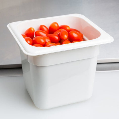 Cambro 66CW148 Camwear 1/6 Size White Polycarbonate Food Pan, 6-Inch Deep