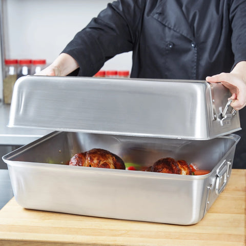 Vollrath 68360 Wear-Ever Aluminum Double Roaster Set, 23.25 Qt with Chrome-Plated Straps