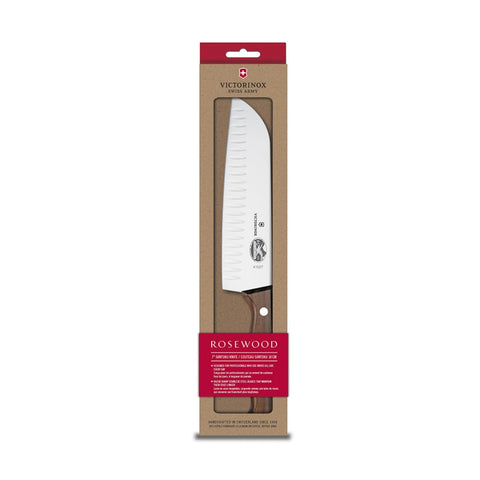 Victorinox 6.8520.17-X2 7" Granton Edge Santoku Knife with Rosewood Handle